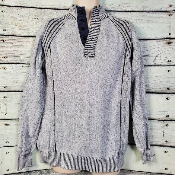 BKE Men’s Henley Sweater XL Gray Cotton Knit Long Sleeve Pullover Casual - Picture 1 of 7